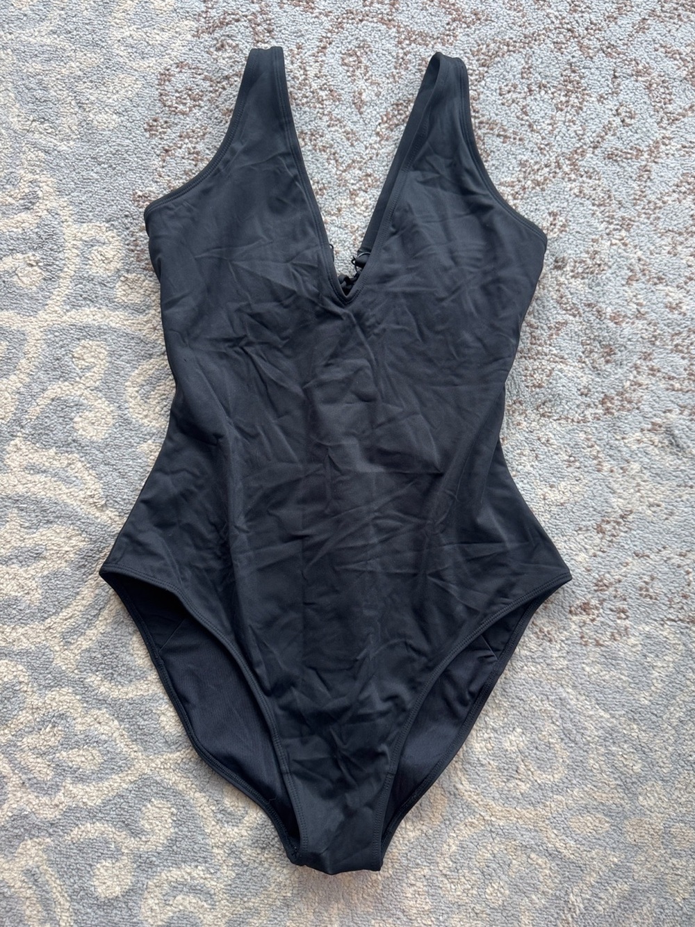 TA3 Plungey Snatched Waist Corset Back Swimsuit Black XL Regular Long